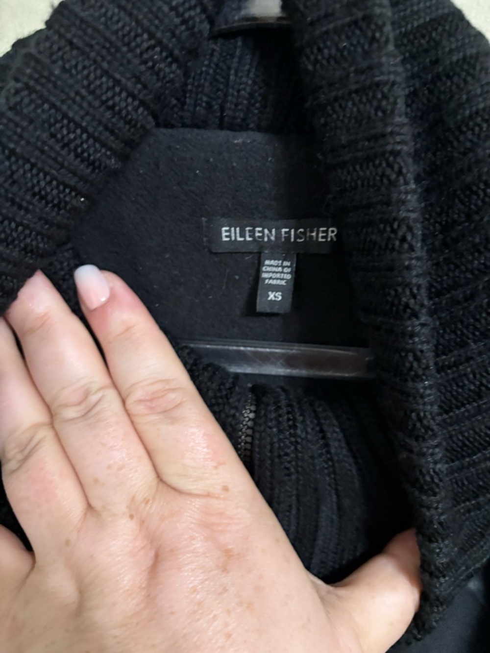 Eileen fisher womens long sleeve coat size xs jacket solid black long length - Picture 3 of 4